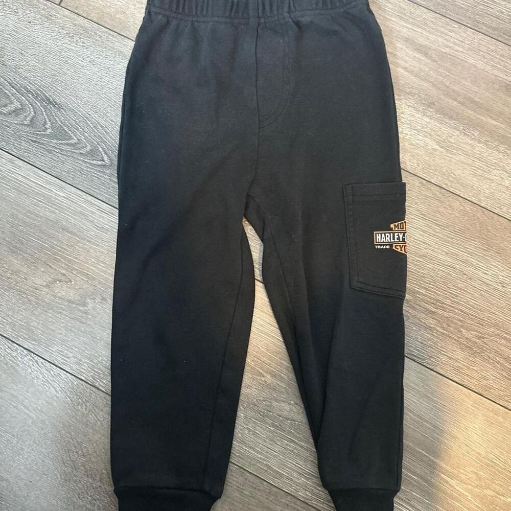 Kids Harley Davidson black cotton & polyester sweatpants size 2T